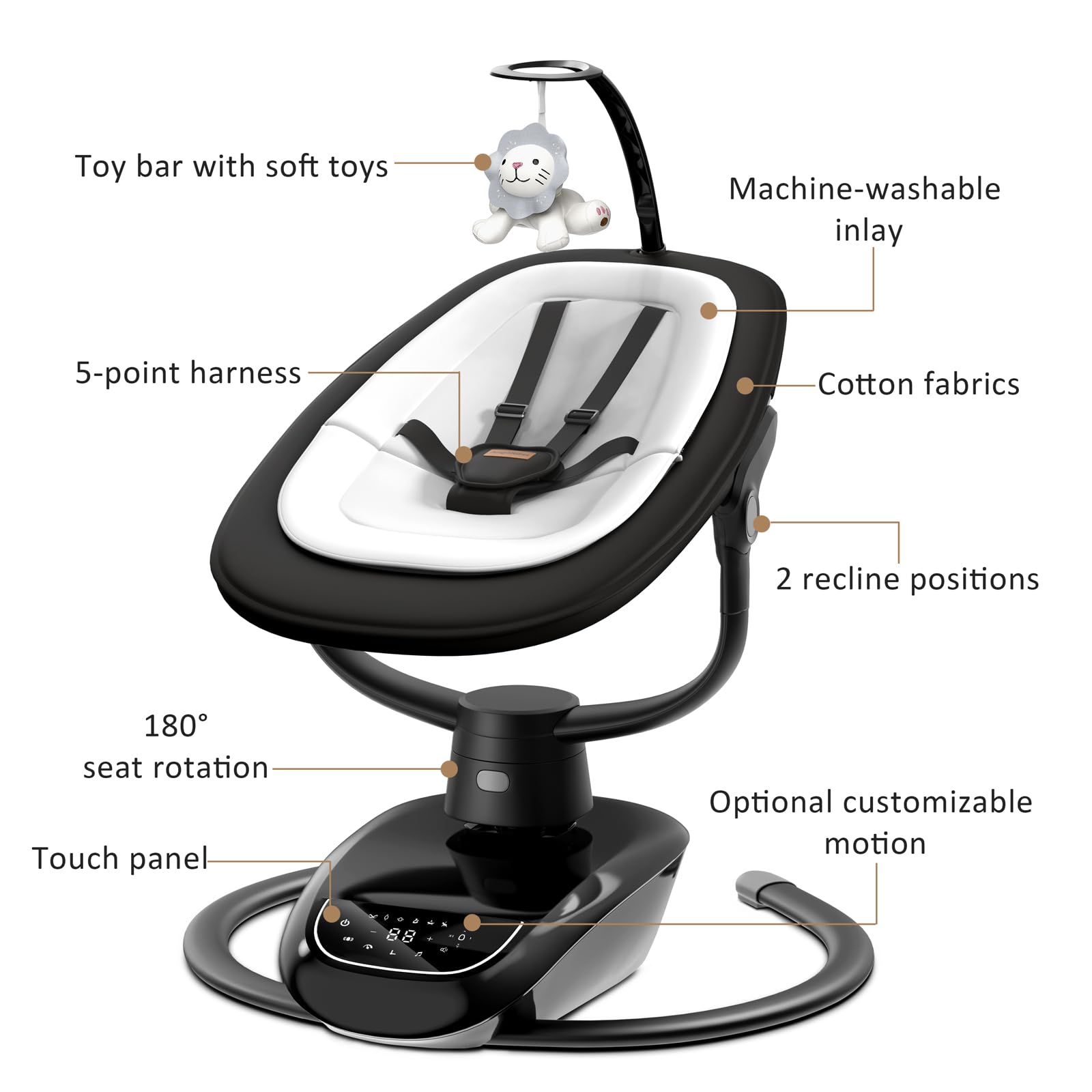 Angelbliss six motions with four speeds tailor soothing pace.