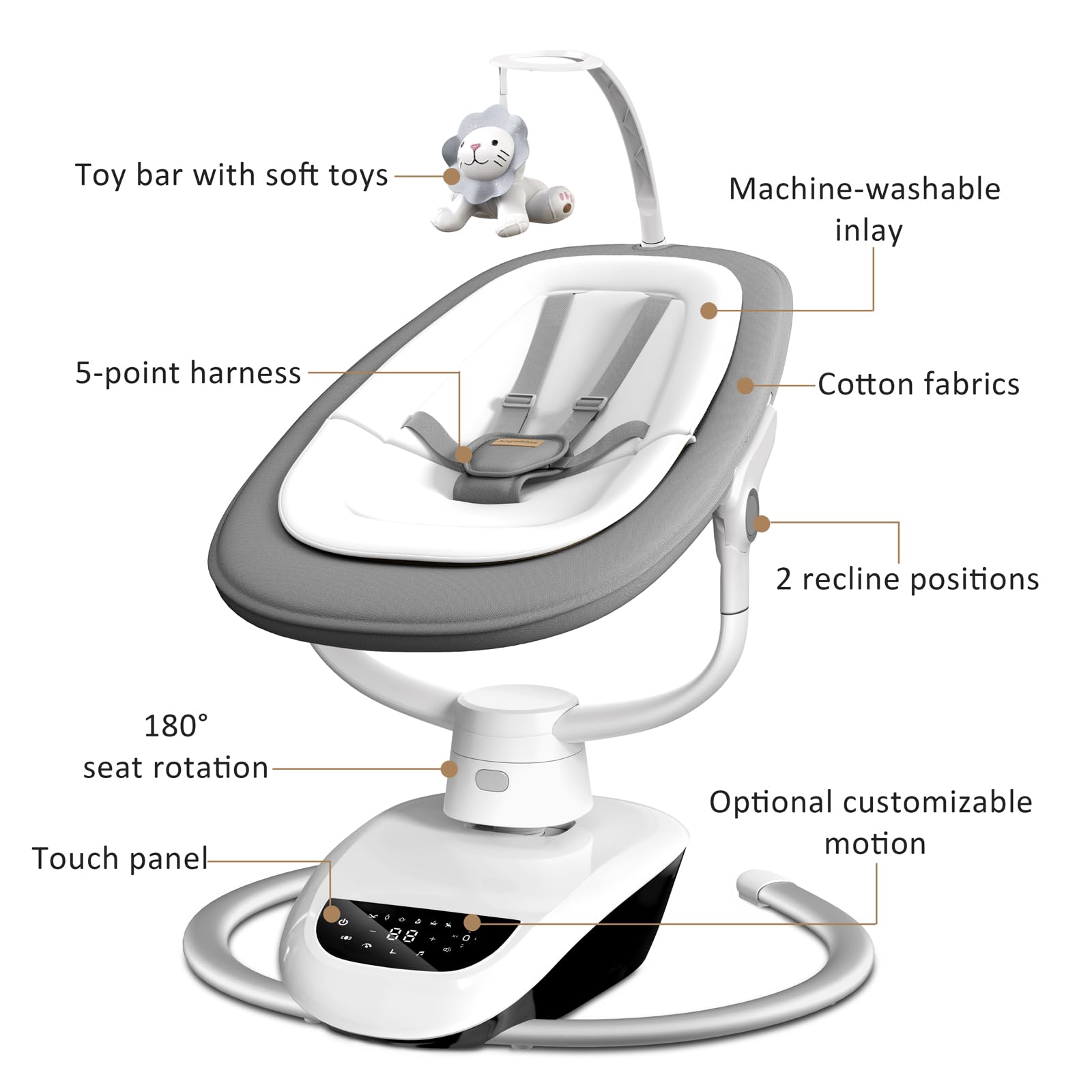 Angelbliss swing Bluetooth access lets you control from afar