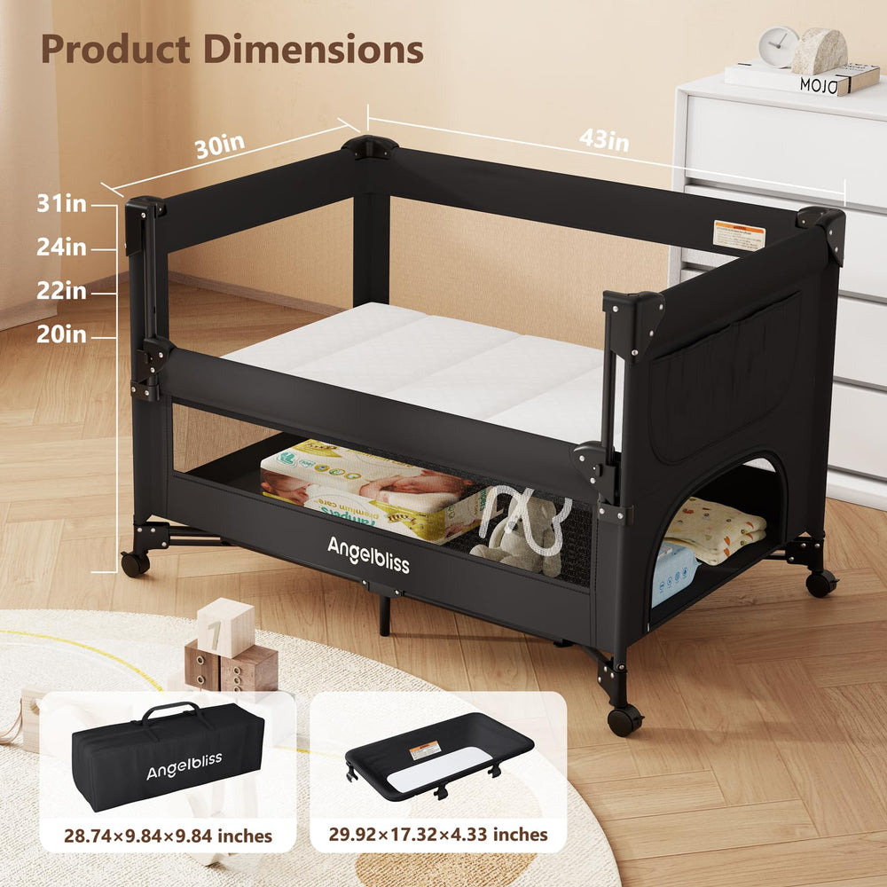 ANGELBLISS diaper changer integrated with wipe-clean fabrics for easy cleanups.