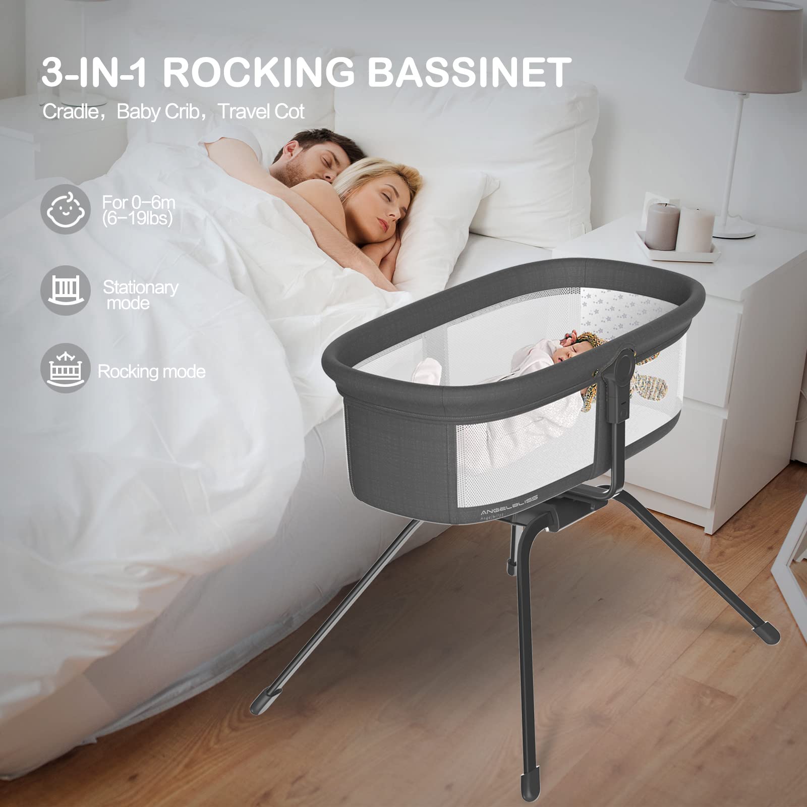 ANGELBLISS inclined mattress adjustment supports comfortable positioning.