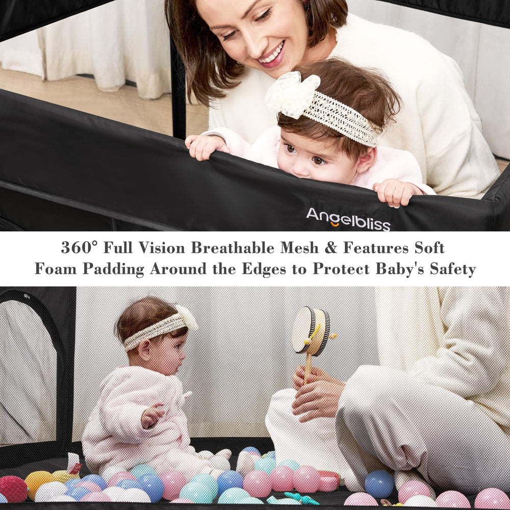 ANGELBLISS reinforced steel frame with non-slip base stays steady during play.