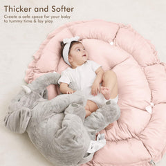 ANGELBLISS reversible plush surface provides cozy cushioning for tummy time.