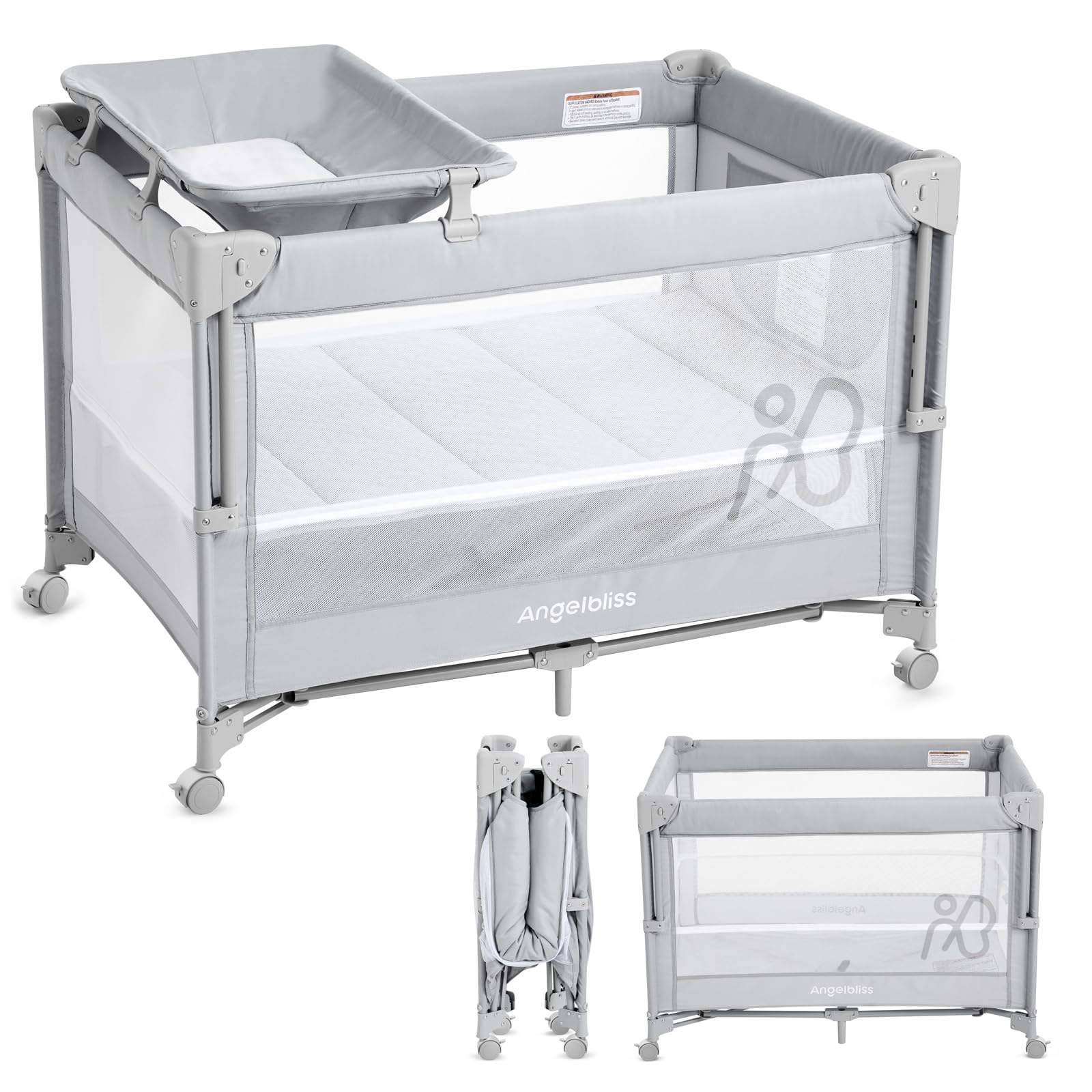 ANGELBLISS bassinet bedside crib setup for easy nighttime checks.
