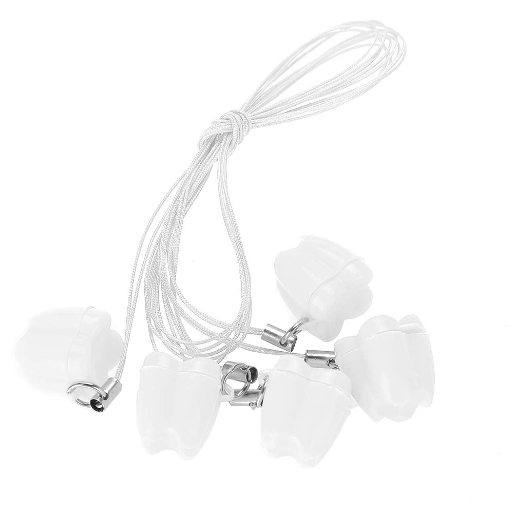 ANGGREK Milk Tooth Saver Necklaces white 5-pack for safe tooth storage.
