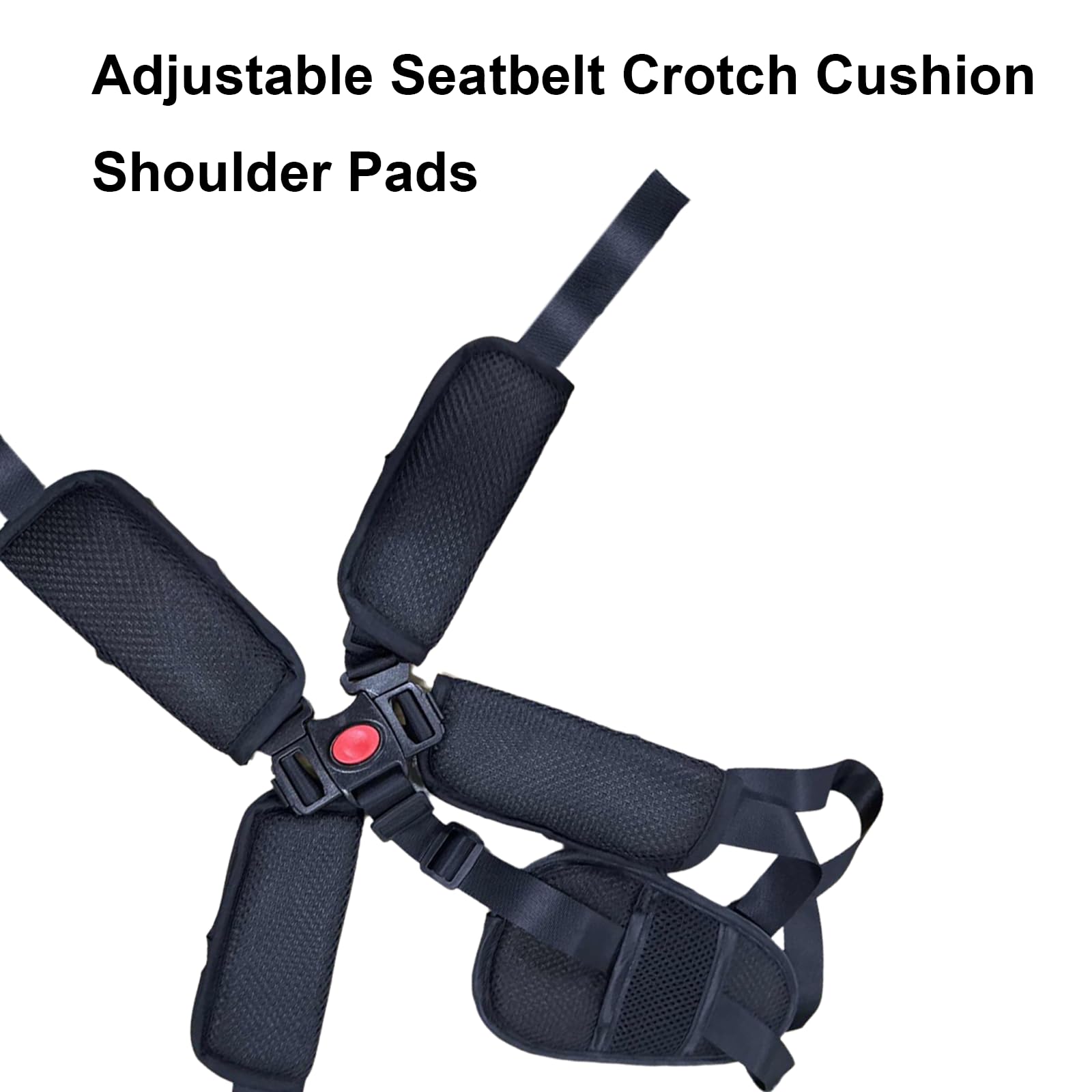 Anglepingping adjustable 5-point strap shown for quick resizing.