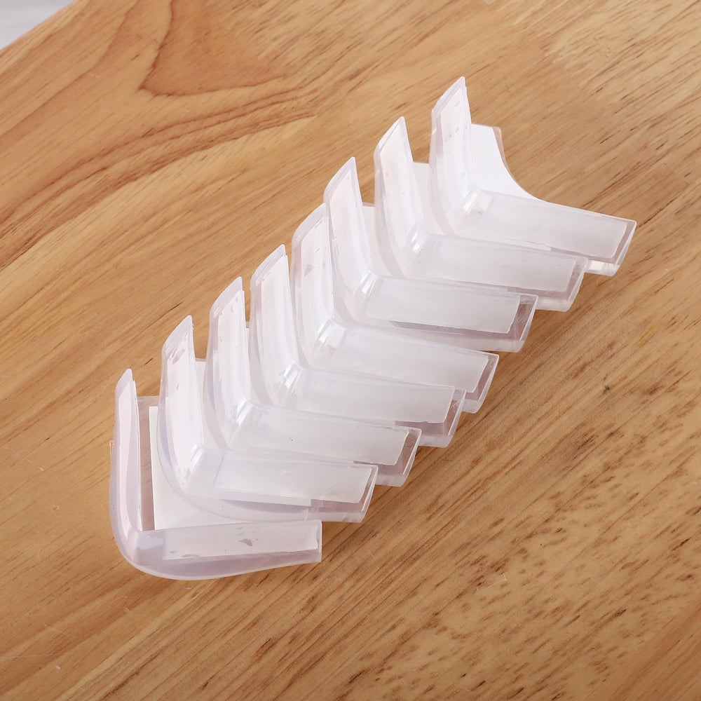 Angloria corner protector on wood table edge protects from bumps