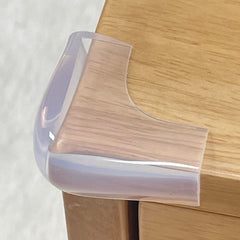 Angloria corner protectors front view shows clear silicone padding for baby safety