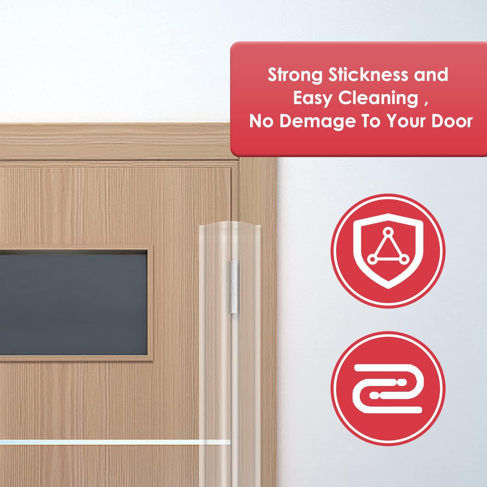 Angloria translucent door protector blends with décor while guarding openings.