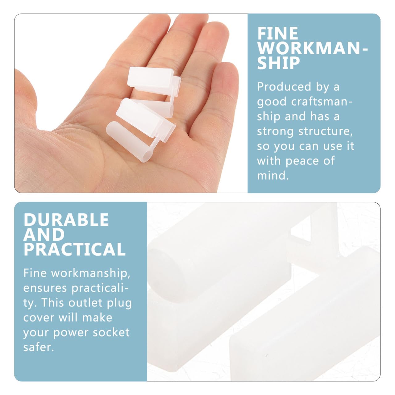 Angoily easy-install outlet cover enables quick childproofing.