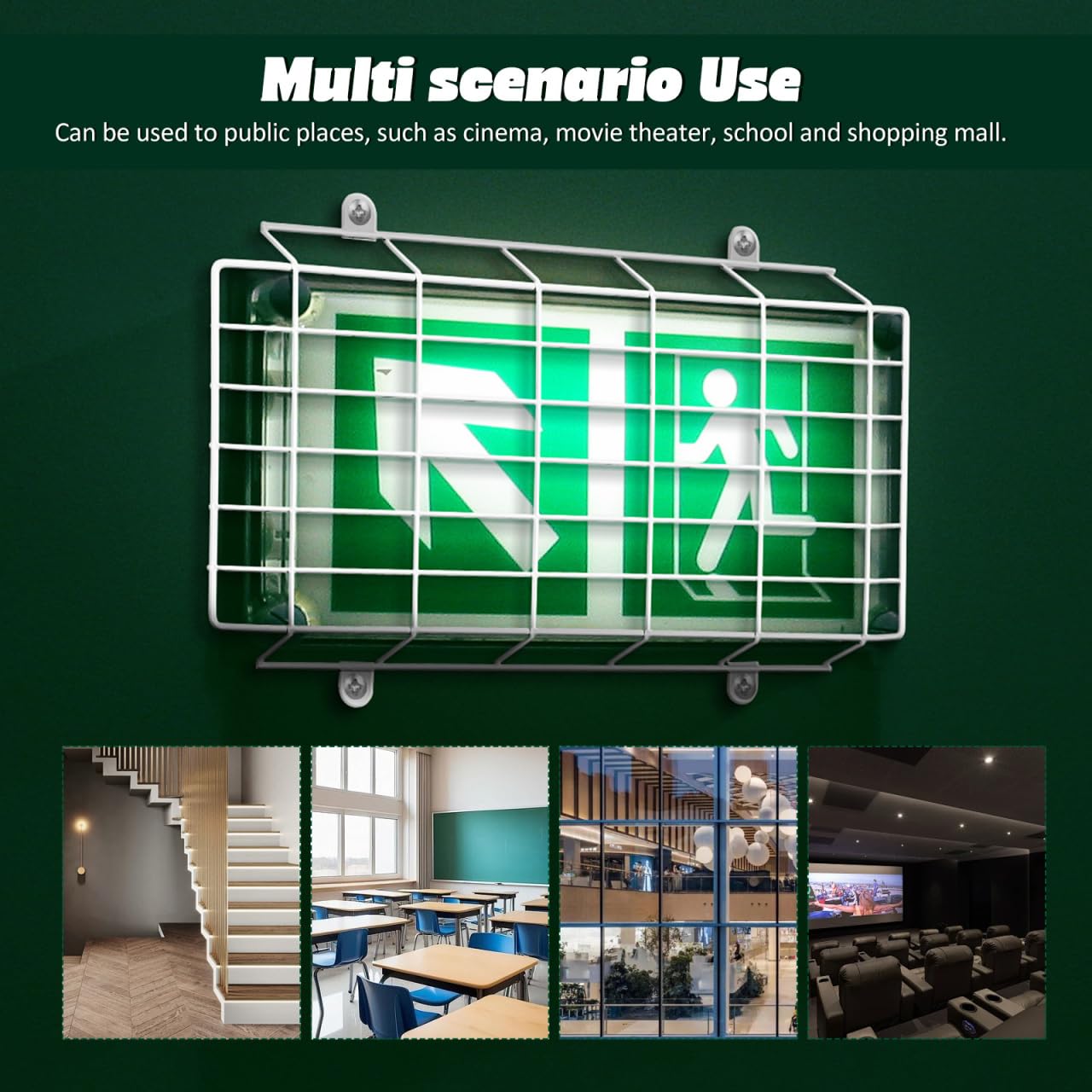 Angoily Iron Exit Sign Cover mounted wall view demonstrates quick install with included screws