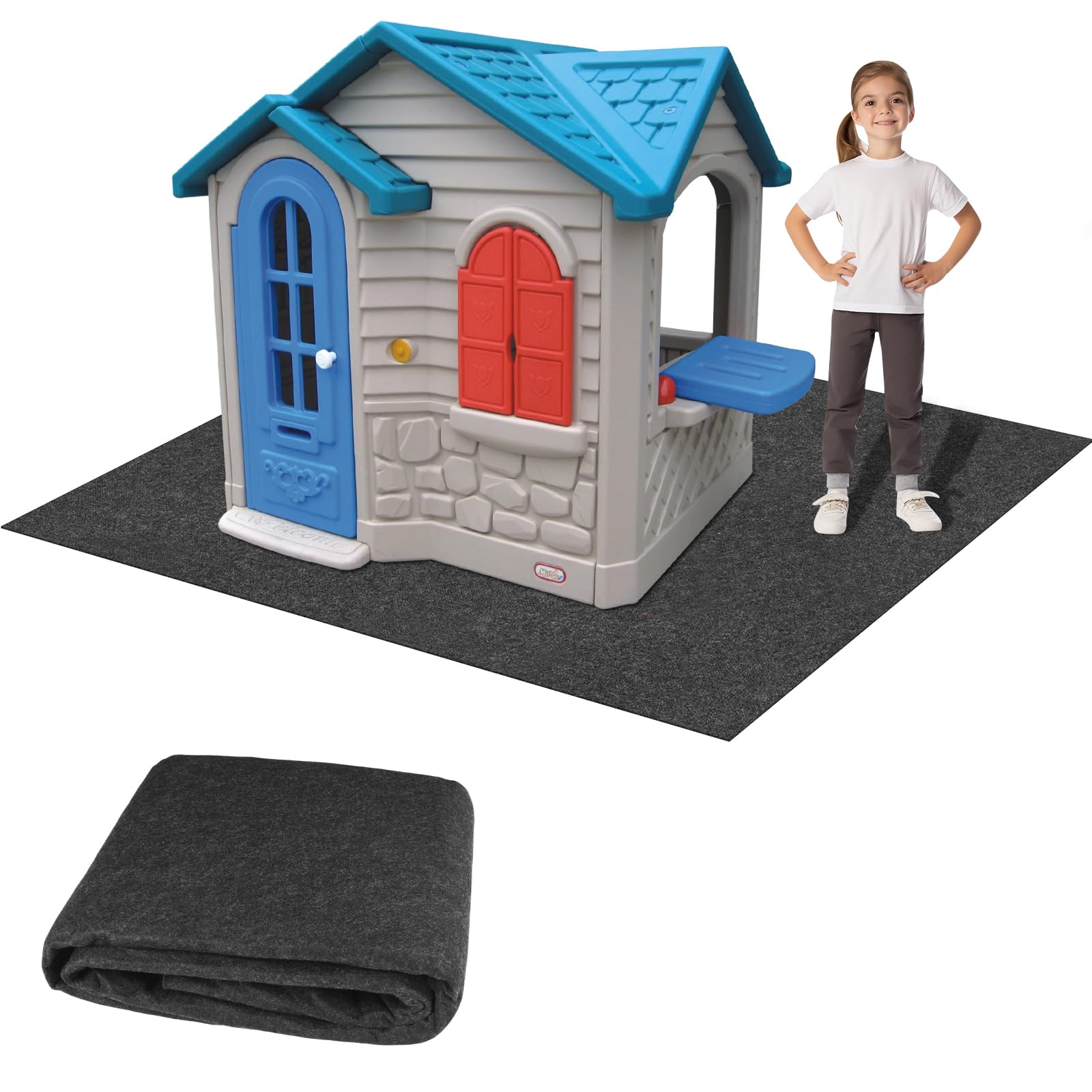 Anicuta outdoor playhouse mat 53x55 inches, spacious, safe outdoor play.