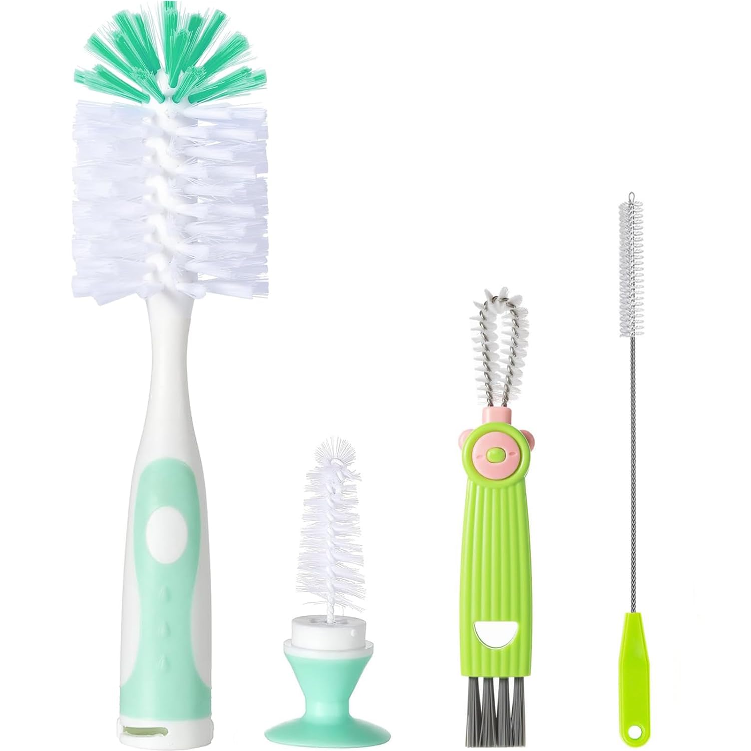 Anivona baby bottle brush set 3-in-1 in action for bottles and nipples