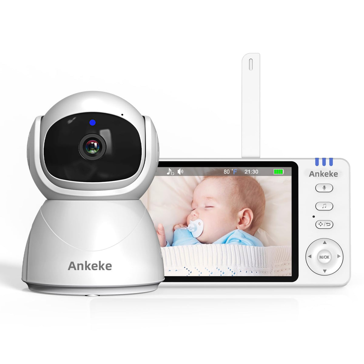 AnKeKe baby monitor front view with private 2.4GHz link