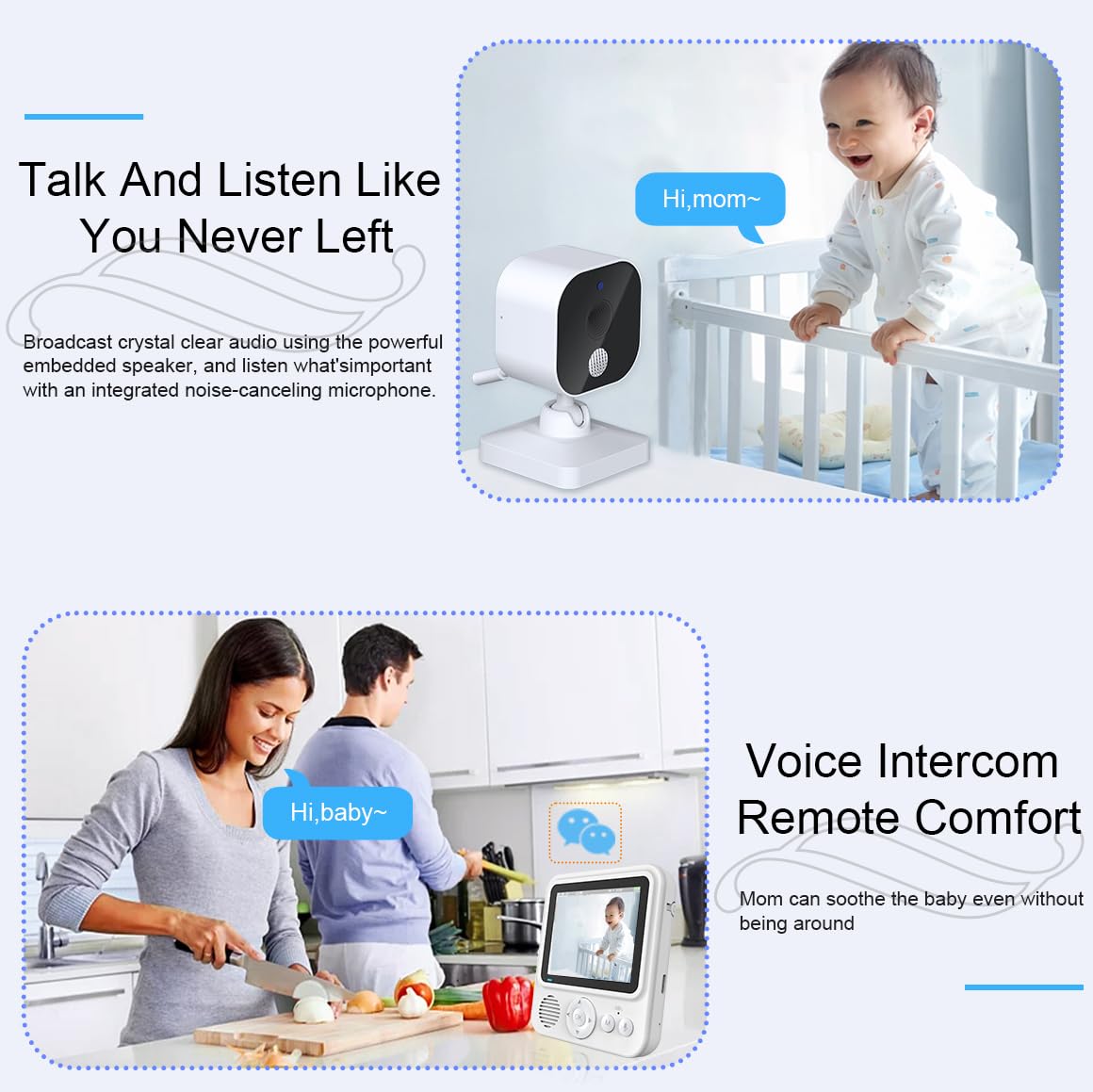 AnKeKe portable baby monitor with eight lullabies for soothing