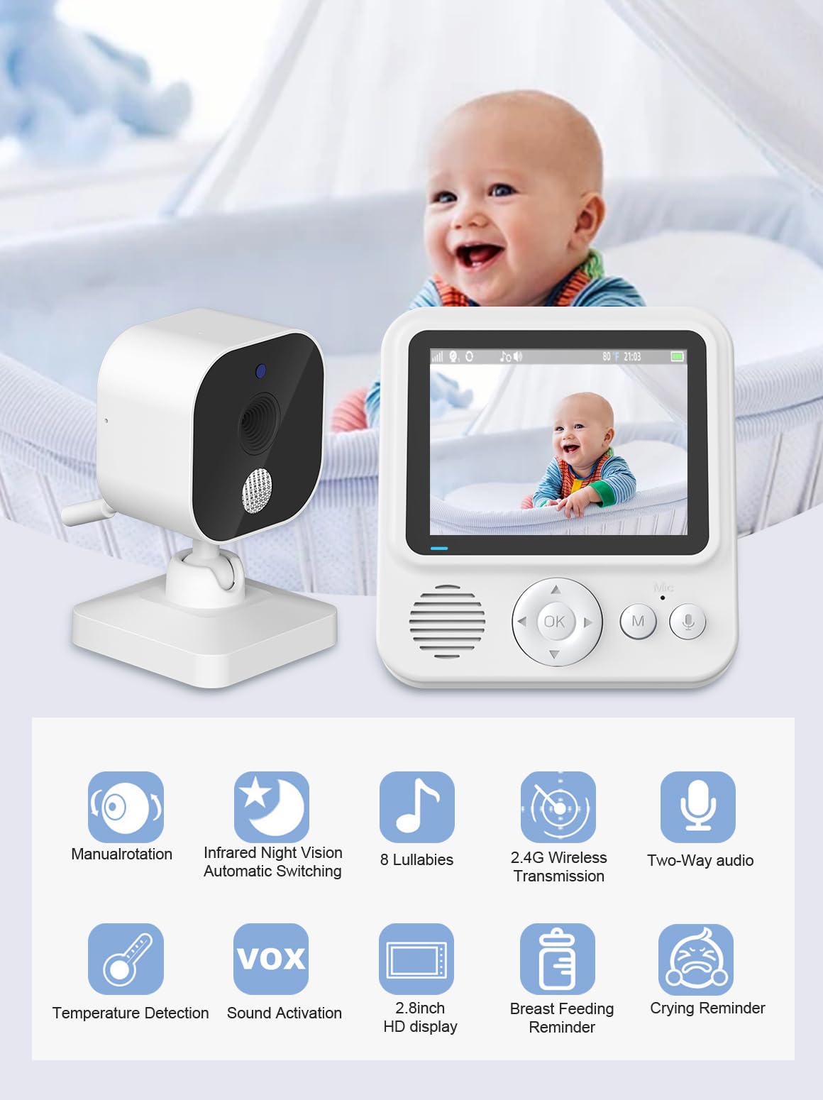 AnKeKe portable baby monitor with two-way audio for quick interaction