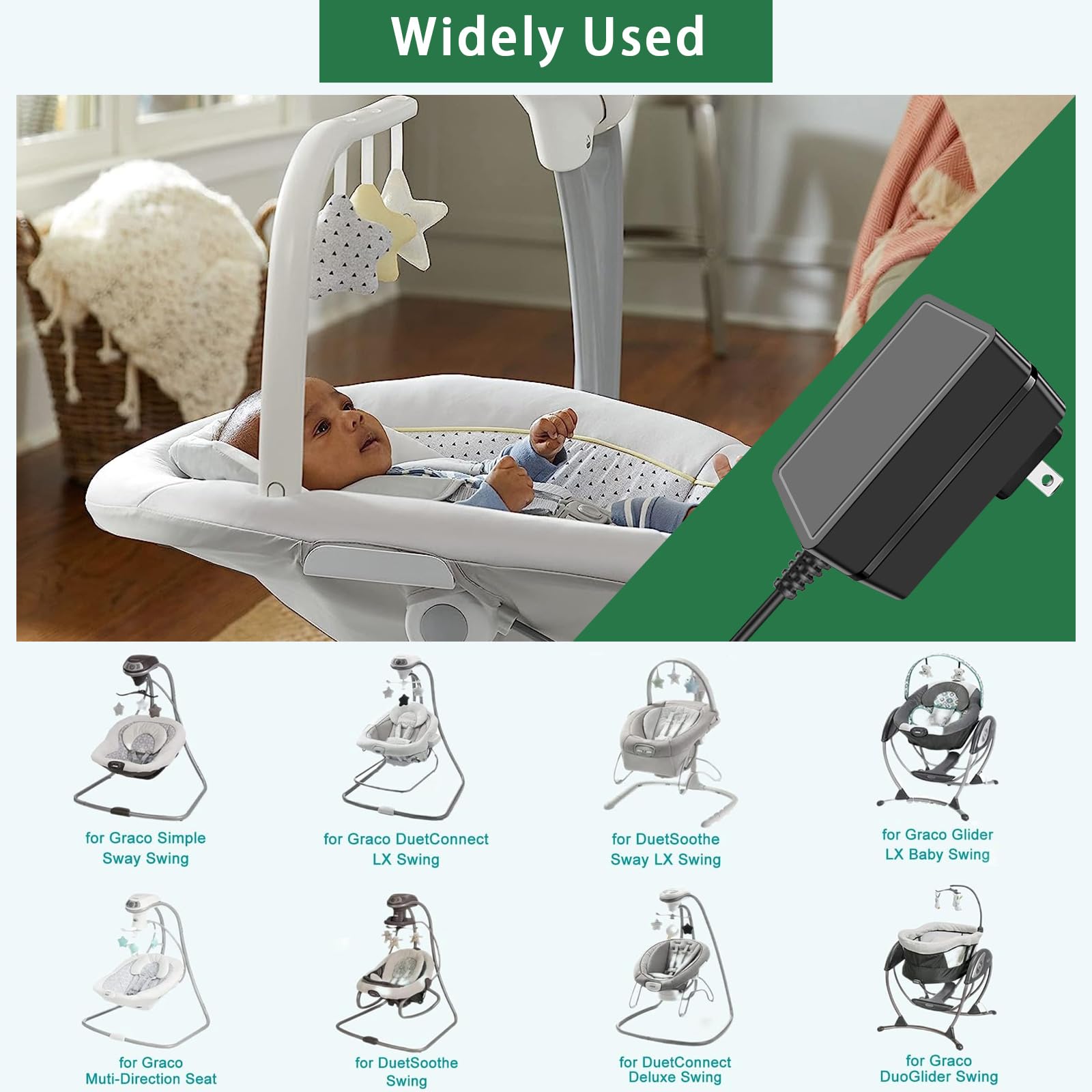 ANKS adapter compatible with Graco DreamGlider delivers reliable swing power.