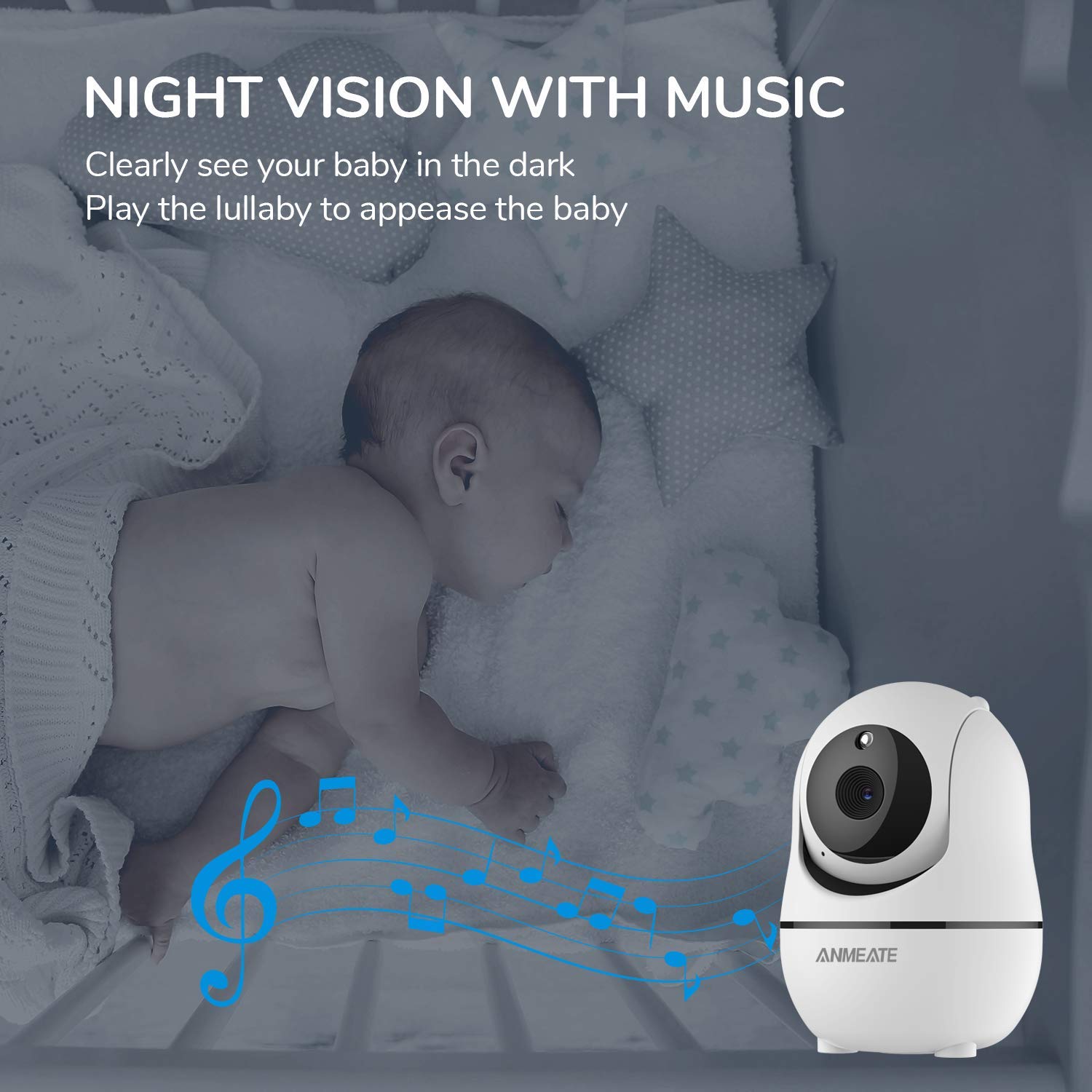 ANMEATE baby monitor expandable up to four cameras for multi-room monitoring