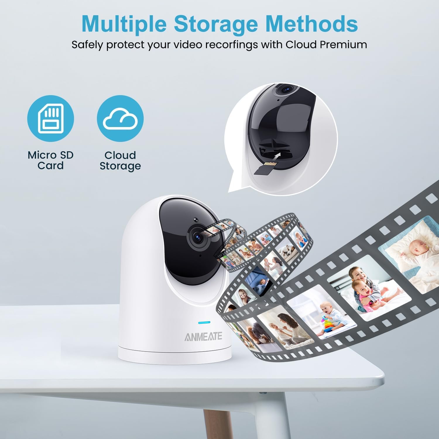 ANMEATE Security Camera SD card slot supports local recording