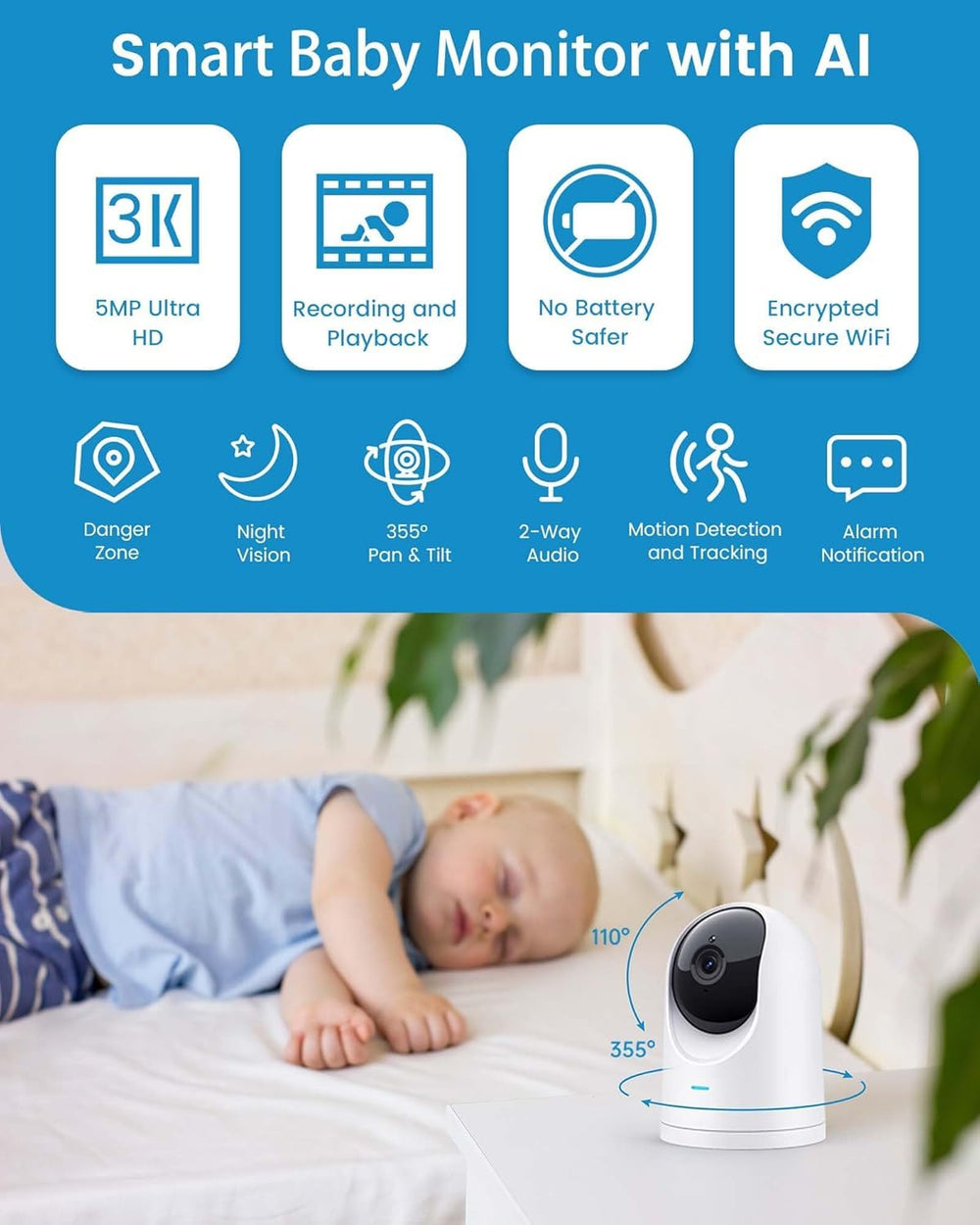 ANMEATE Security Camera side view highlights compact design for discreet placement