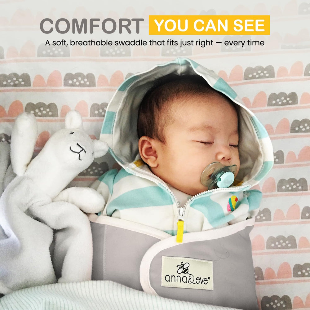 Anna & Eve Swaddle Strap enables easy diaper changes without undoing wrap.