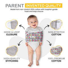 Anna and Eve hip-healthy swaddle design supports natural leg movement.