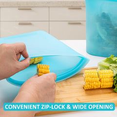 Annaklin silicone bag filled with fruits illustrates fridge-friendly freshness.