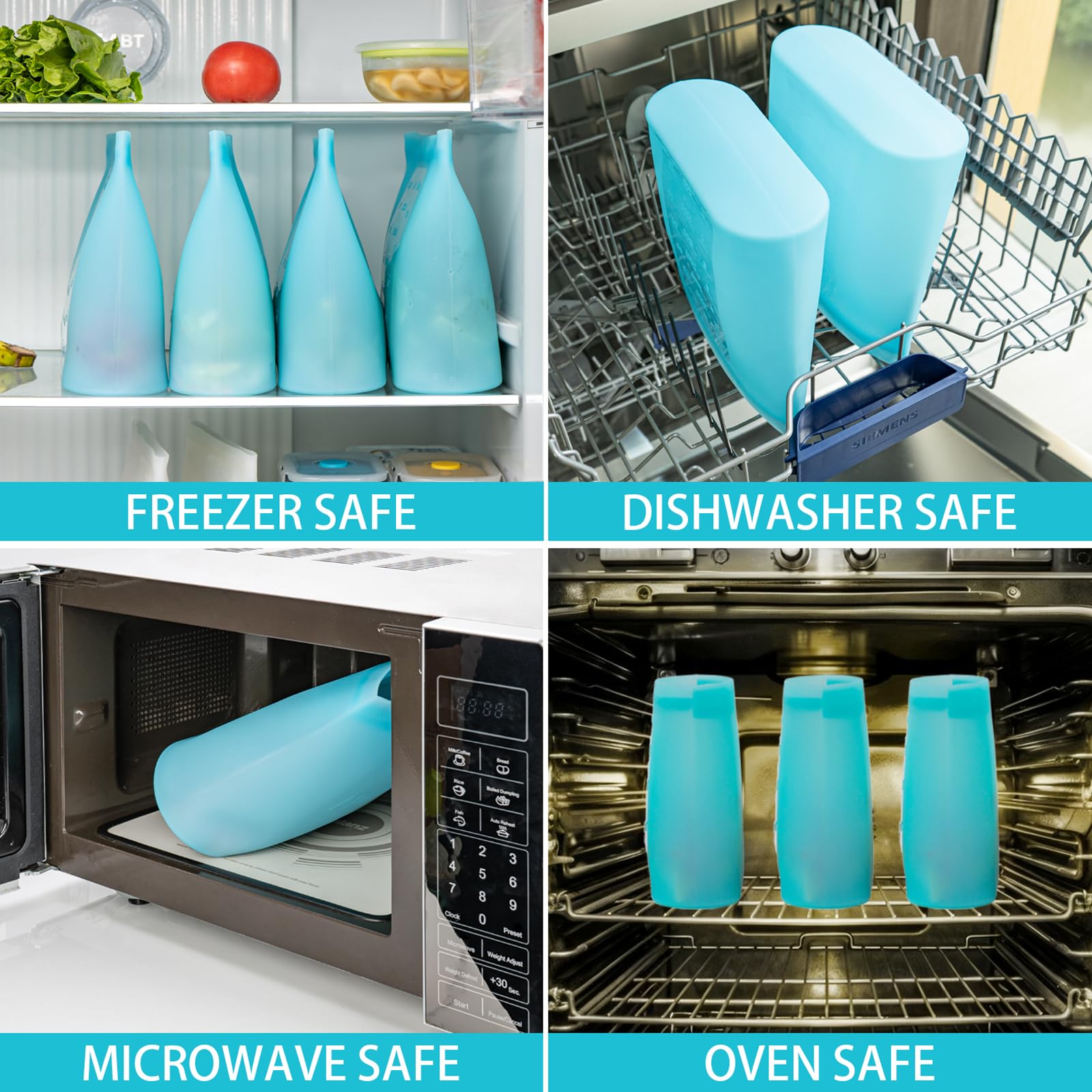 Annaklin silicone bag being cleaned in the dishwasher for easy care.