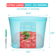 Annaklin silicone bags wide-mouth open demonstrates easy filling and air release.