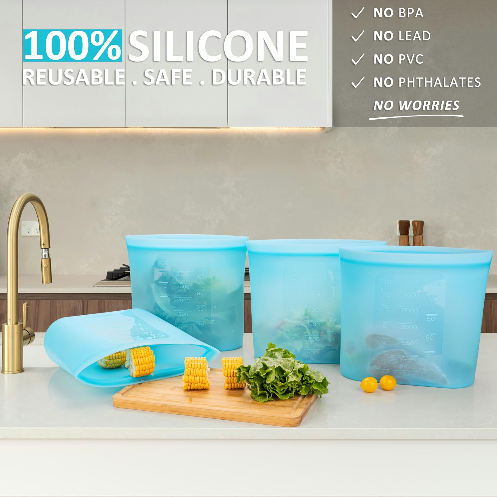 Annaklin silicone bags zip-lock close-up highlighting secure seal for storage.
