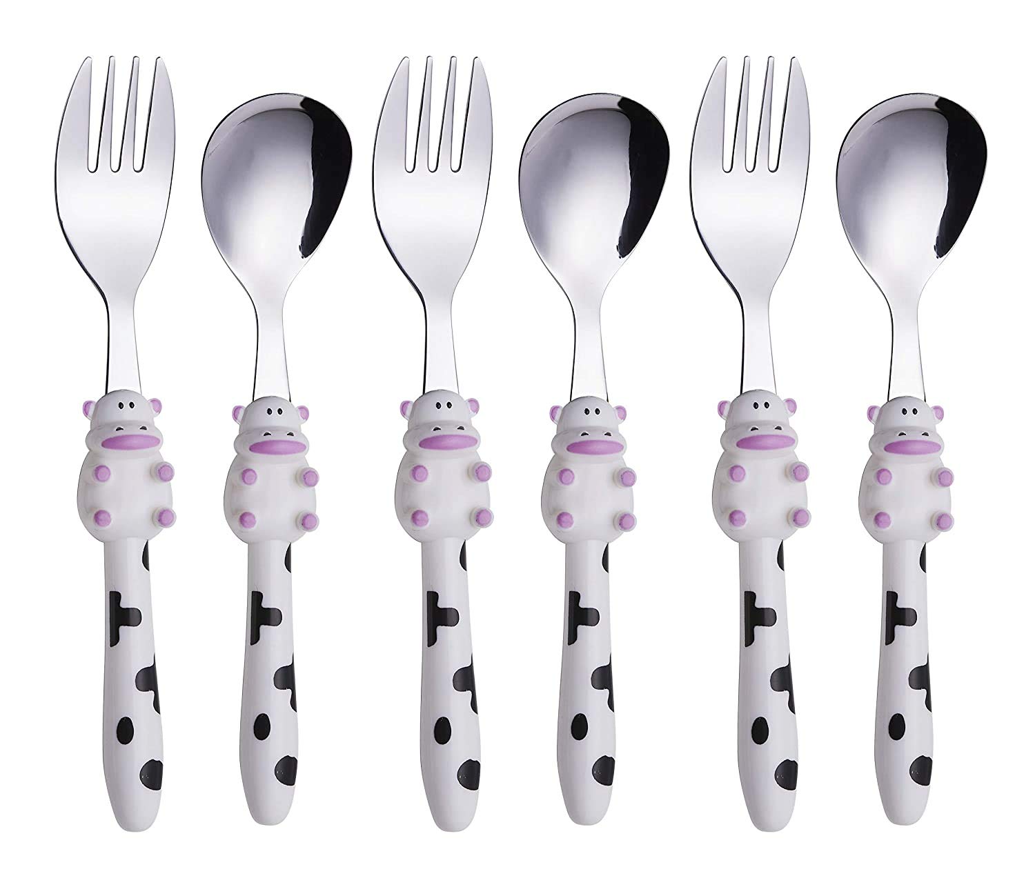 Annova Kids 6pc cow-set for kids, encouraging independent eating at meals.