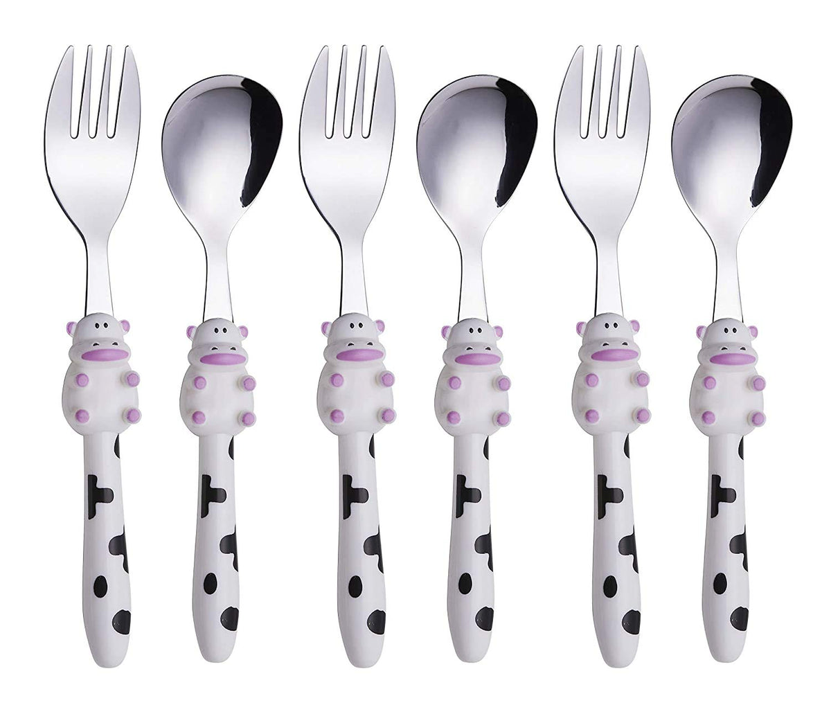 Annova Kids 6pc cow-set for kids, encouraging independent eating at meals.
