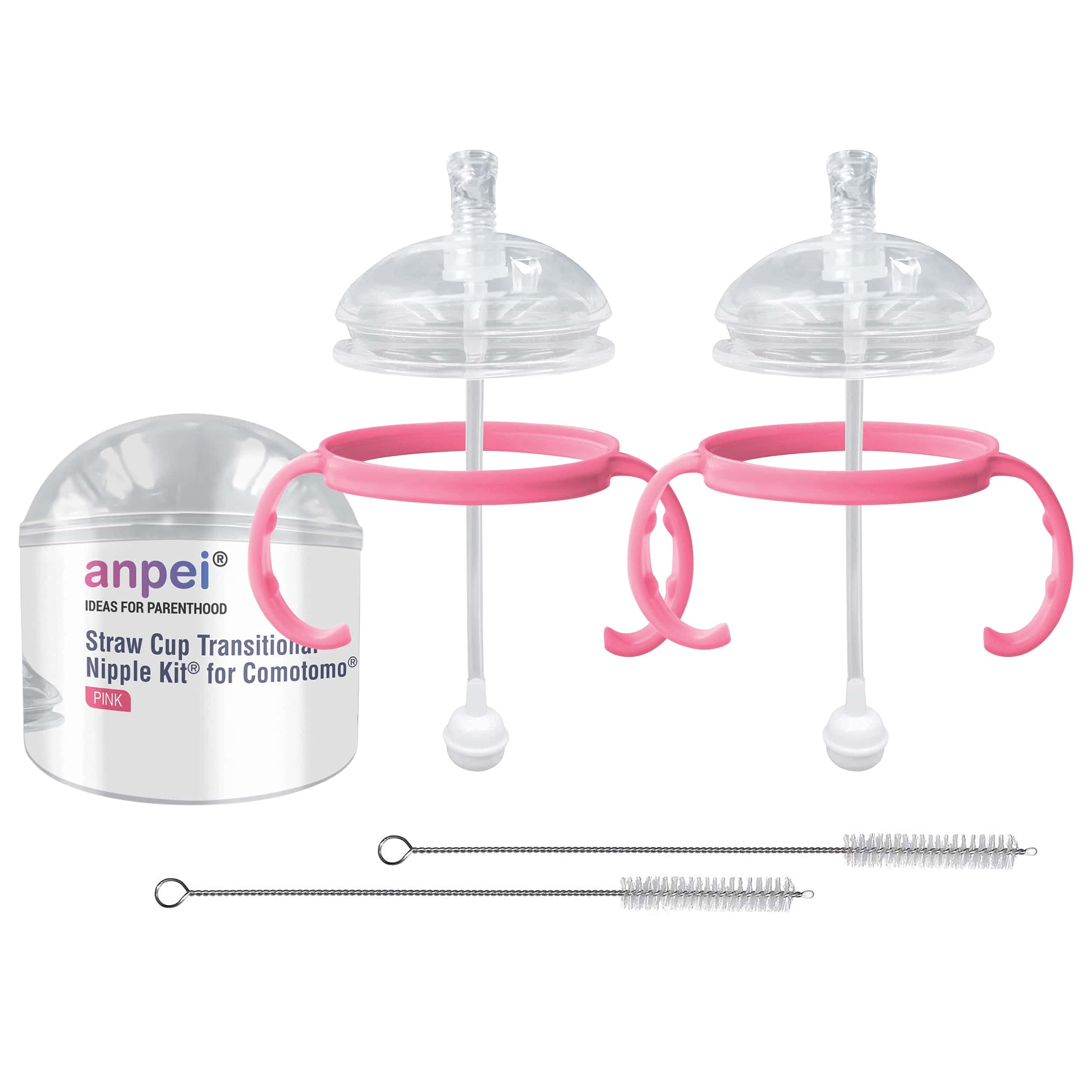 ANPEI straw transition kit for 5oz bottle with soft nipple, supports gentle transition