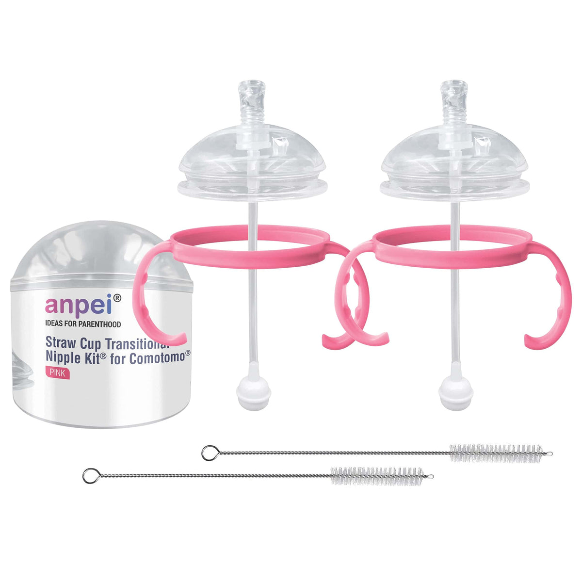 ANPEI straw transition kit for 5oz bottle with soft nipple, supports gentle transition
