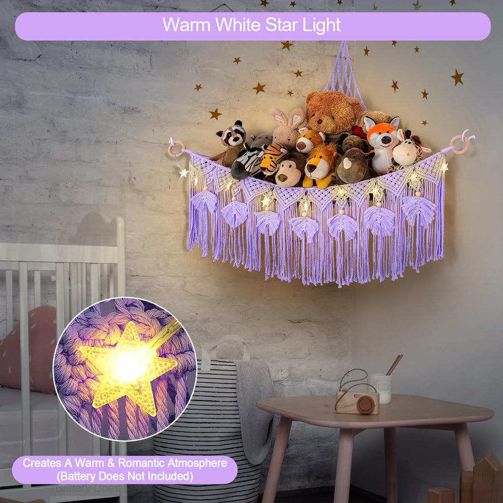 ANROYE bear purple hammock shows plushies to keep play area neat