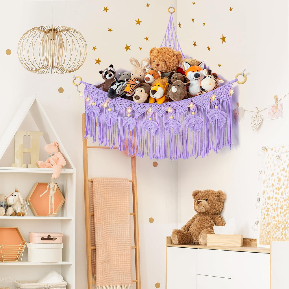ANROYE corner hanging mesh organizer saves floor space in kids rooms