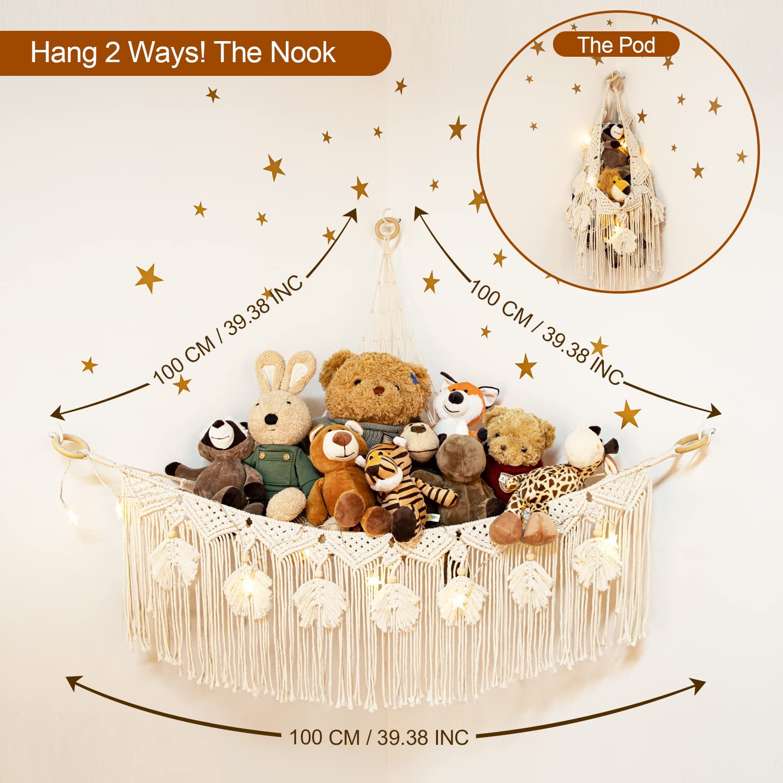 ANROYE macrame corner wall-hanging transforms a corner into a tidy display