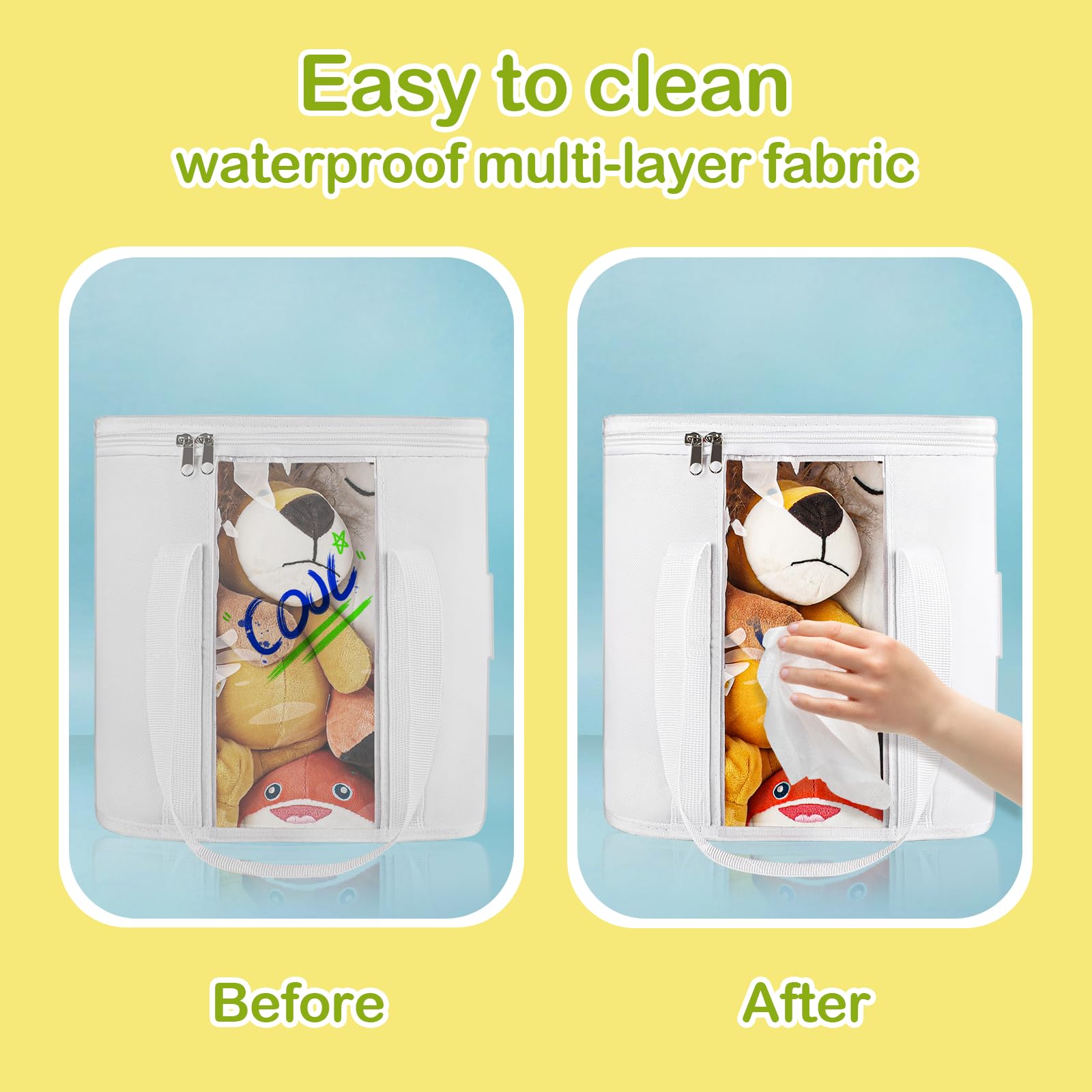 ANROYE clear-front bin in nursery or playroom for quick access.