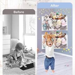 ANROYE white wall hammock for toys used in a bright playroom