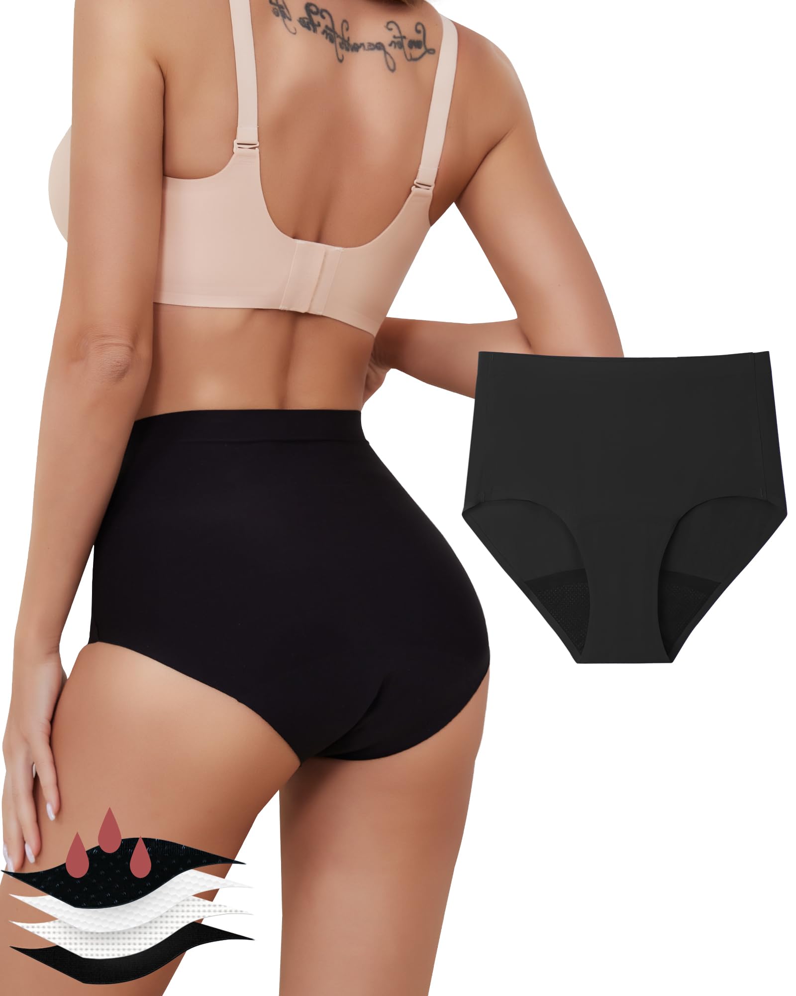 Anthuth women's period underwear front view shows discreet, leakproof protection for heavy flow.