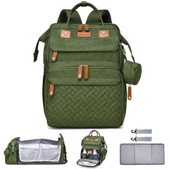 ANWTOTU diaper bag in army green with front pocket for quick access