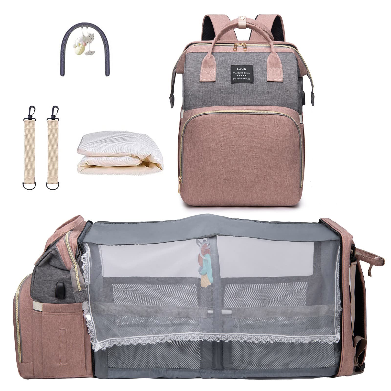 ANWTOTU diaper bag with changing station for quick, on-the-go diaper changes.