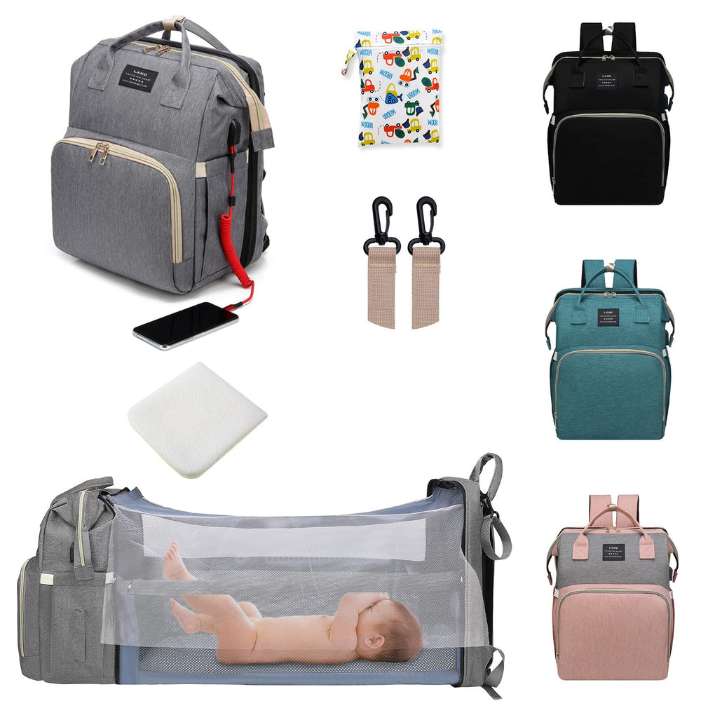 ANWTOTU diaper bag backpack full view shows spacious organization for busy parents