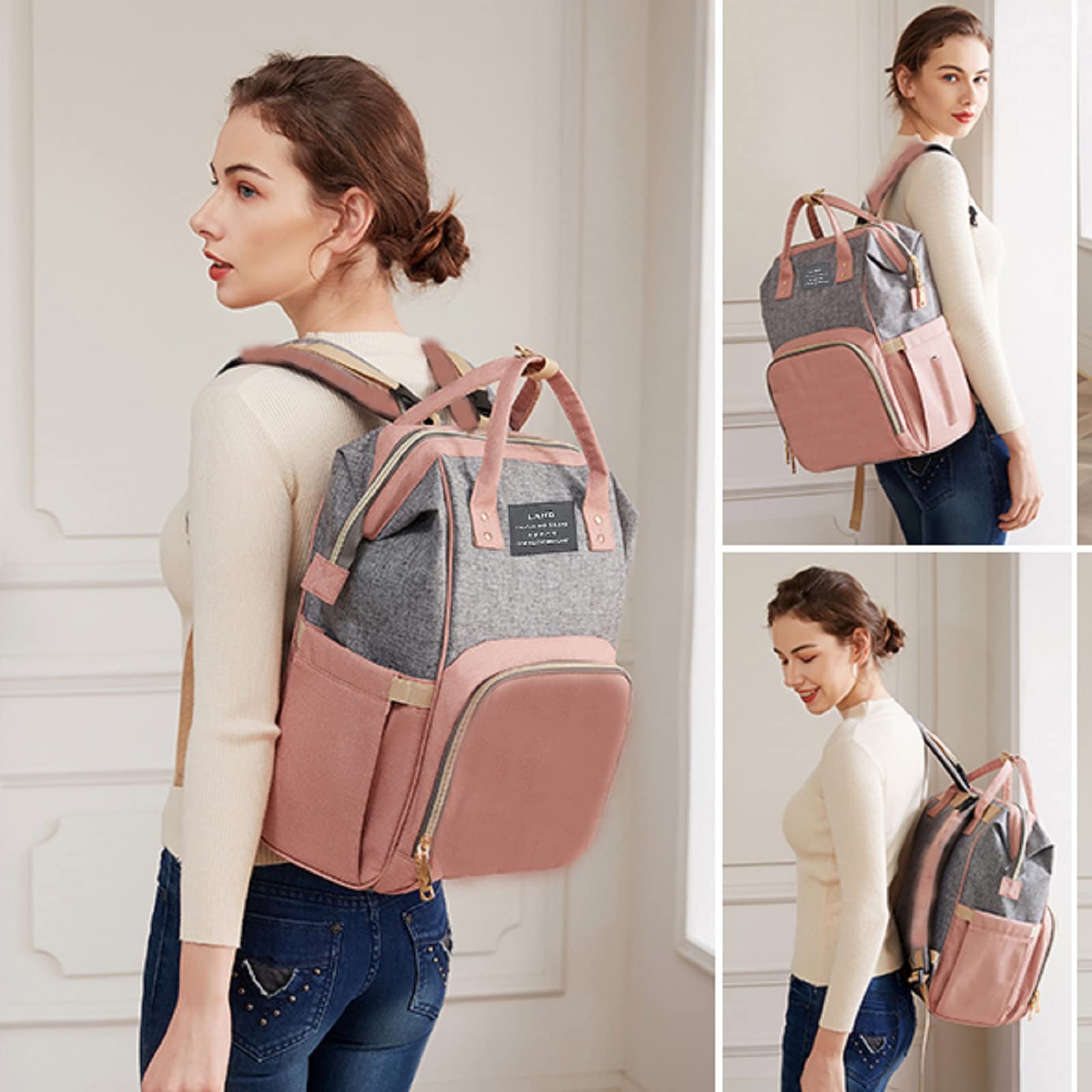 ANWTOTU diaper bag backpack with 16 pockets for easy organization.