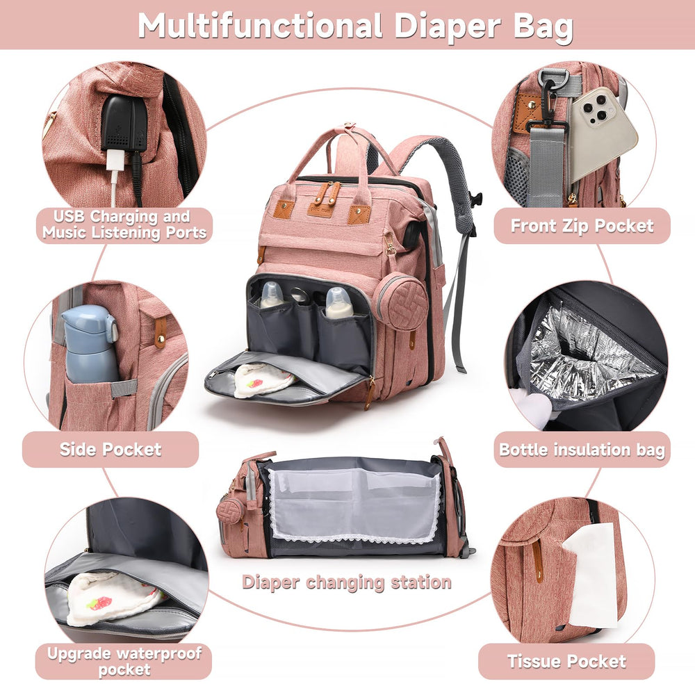 ANWTOTU pink changing station area for on-the-go diaper changes