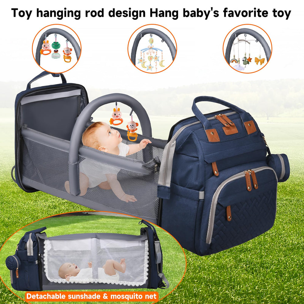 ANWTOTU changing station diaper bag demonstrates convenient on-the-go changing surface.