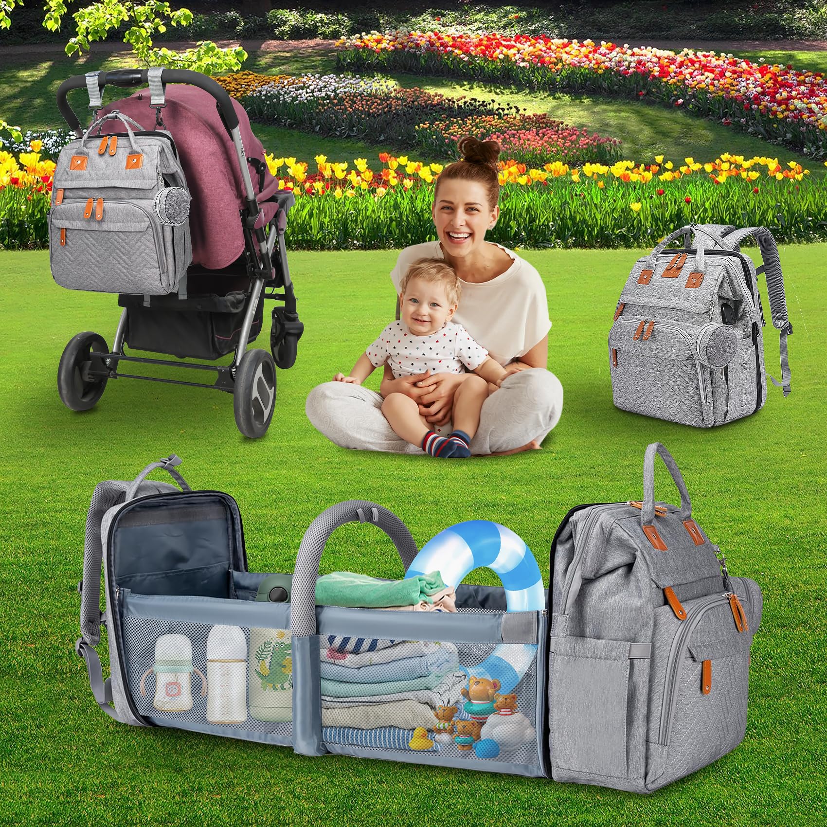 ANWTOTU compact travel backpack design ideal for busy parents