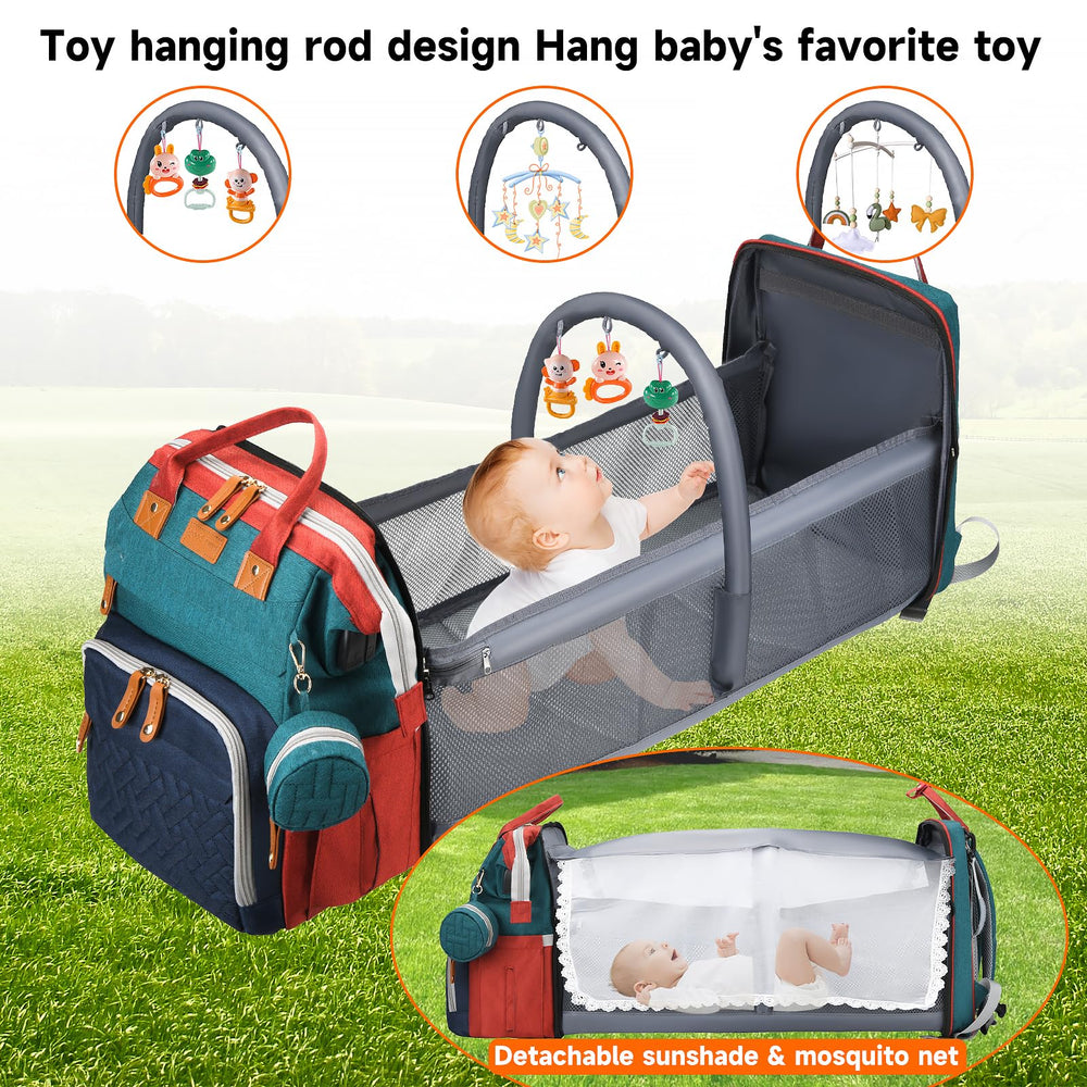 ANWTOTU diaper bag backpack showing changing station for quick on-the-go changes.