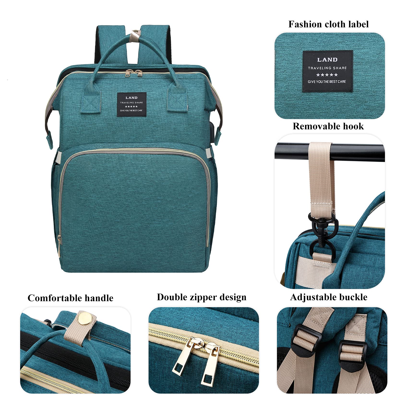 ANWTOTU diaper bag dimensions 16x8x12 inches for ample storage
