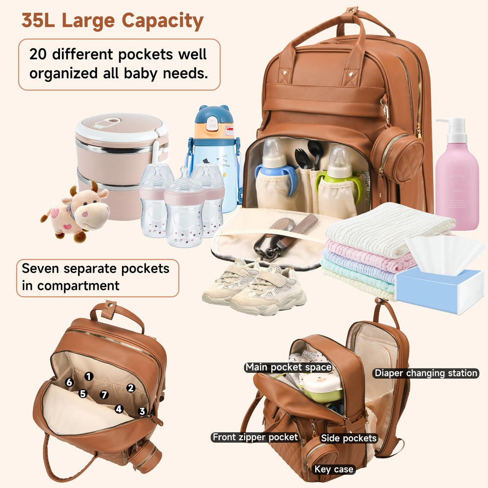 ANWTOTU diaper bag backpack keeps 20 pockets neatly organized for essentials.
