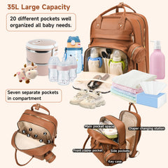 ANWTOTU diaper bag backpack keeps 20 pockets neatly organized for essentials.